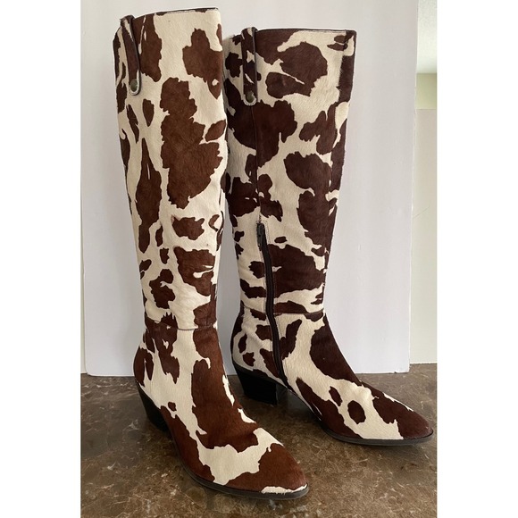I.N.C. International Concepts Shoes - INC Womens Launa Cow Print Calf Hair Boots Brown White Cowgirl Western Chic 10M